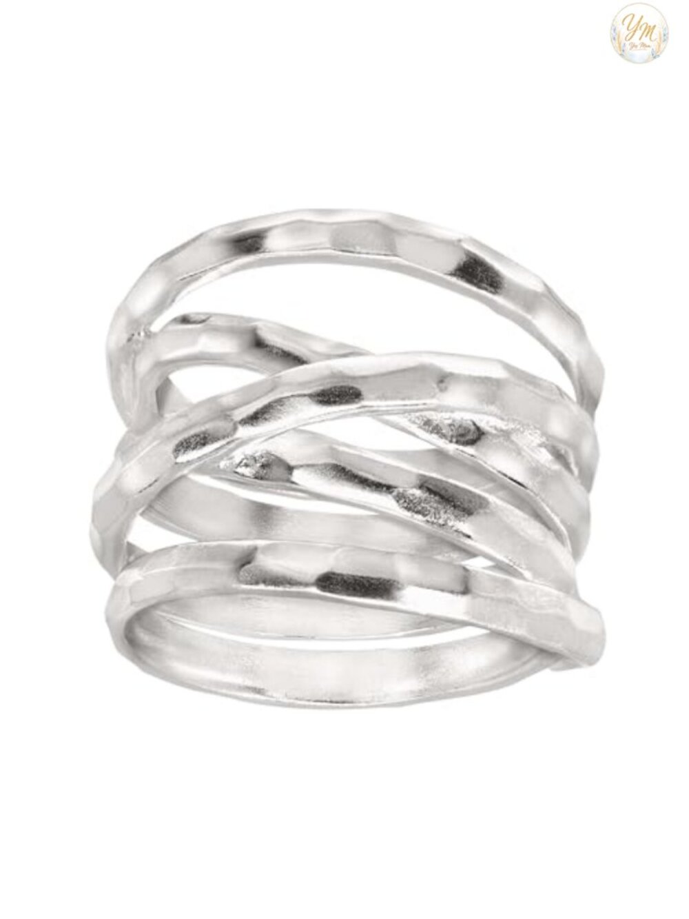 Sterling Silver Overlapping Textured Band Ring Size 9